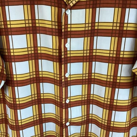 KAD Vintage Plaid Shirt Rust/Yellow Size Large - Picture 4 of 6